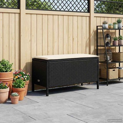 vidaXL Poggiapiedi da Giardino Nero e Crema 80 x 38 x 45 cm