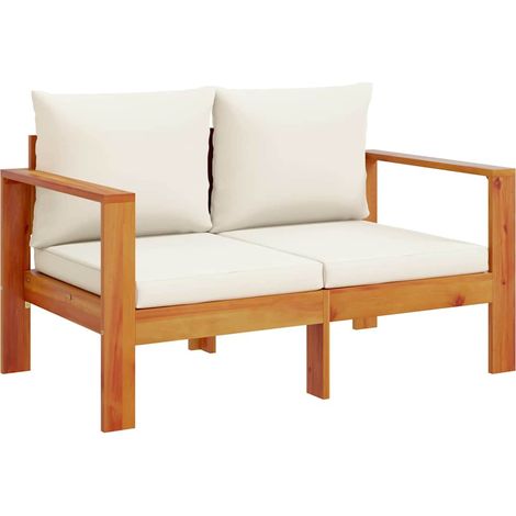 Gartensofa mit Kissen 2-Sitzer Massivholz Akazie vidaXL
