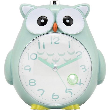 Réveil silencieux hibou à balayage double tonalité pour enfant/étudiant - Vert (1/4)