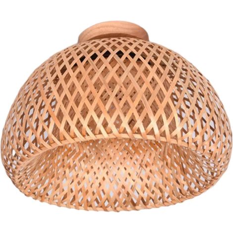 Osier Luminaire en Rotin Encastré Plafonnier Suspendu pour Chambre à Coucher Salle à Manger,30X18Cm (1/5)
