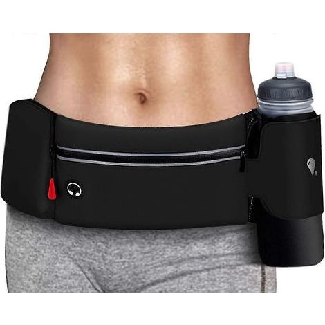 Sac banane de course à pied avec porte-bouteille pliable, anti-rebond, grande poche résistante à l'eau, porte-téléphone pour hommes et femmes (1/5)