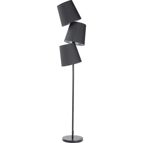Lámpara de pie de metal negro 164 cm pantalla clásica de poliéster triple diseño moderno Rio Grande
