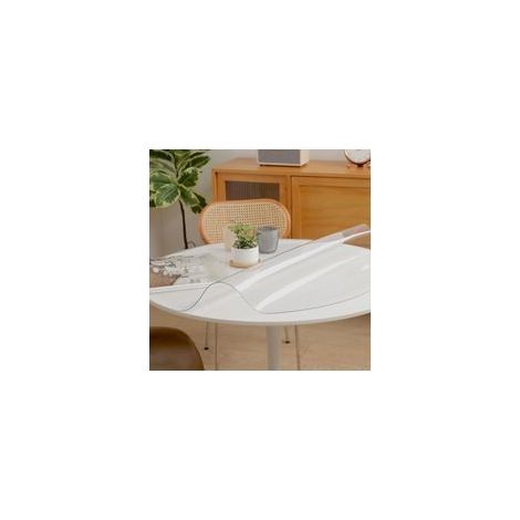 Nappe transparente ronde en PVC épais 1.5mm – Protection pour table en bois – Diamètre 70 cm – Facile à nettoyer et à couper (1/5)