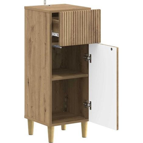Meuble de Rangement pour Salle de Bain en Chêne Massif Artisanal - Armoire de Toilette avec Espace de Stockage, Design Moderne et Durable (1/5)