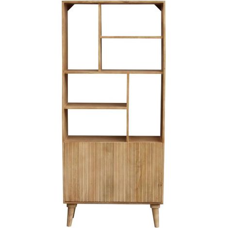 Libreria in legno di mango a 2 ante incise RUBIA