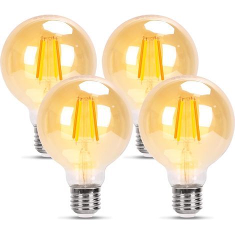 E27 LED-Filamentlampe – 6 W – Warmweiß 2200 K – Retro-Vintage-Dekorationslampe G80 – Nicht dimmbar – 4er-Pack (1/5)
