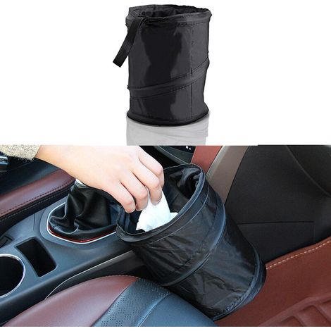 Schwarzer, faltbarer, universeller und tragbarer Auto-Mülleimer