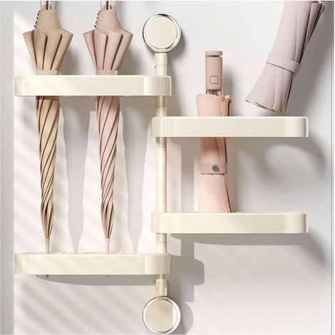 Porte-parapluie mural, support de rangement amovible sans perçage pour parapluies d'intérieur, peut supporter 2,5 kg, pliable et à angle réglable, pour entrée de maison (1/4)