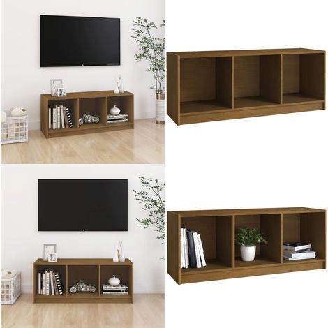 Mobile Porta TV Marrone Ambra 104x33x41 cm in Legno di Pino - Armadio stereo - TV stand in legno