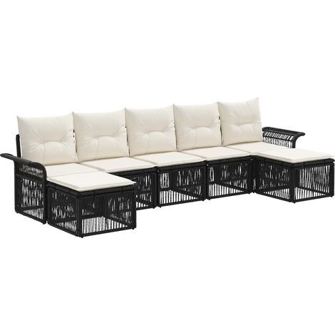 Gartensofa-set 7 pcs Schwarz Poly-Rattan vidaXL