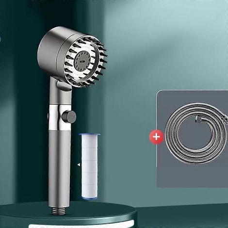 Pommeau de douche haute pression, économie d'eau, douchette massante avec 4 modes, support et filtre multifonctionnels et réglables pour embellir la peau dans la salle de bain. (1/5)