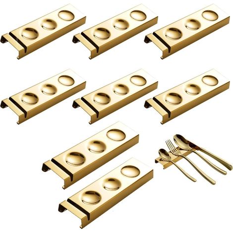 Porte-couverts en acier inoxydable - 8 pièces - 14,5 × 4,5 × 1,5 cm - Petit plateau à couverts - Porte-cuillères et fourchettes de style occidental - Convient pour la décoration de table à la maison e (1/3)