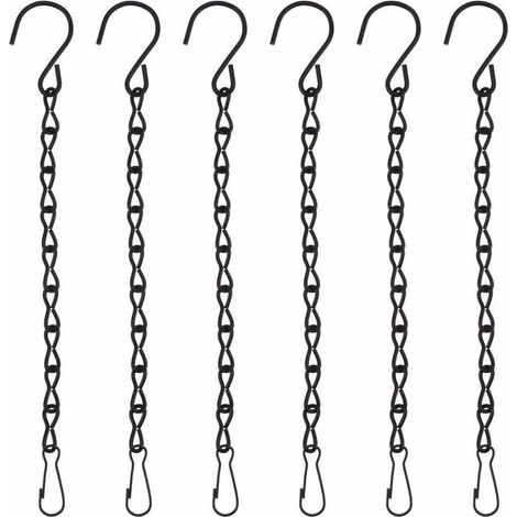 6pcs Hanging Chain, Metal Hanging Chain Plant Basket Flowerpot, Indoor Or Outdoor Plant Holder Hanging Plant Macrame Hanger Garden Decoration (Black) (1/4)