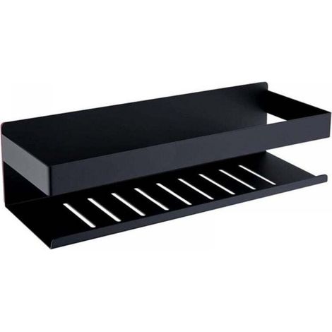 Selbstklebende Duschablage, Badezimmerregal ohne Bohren, Duschkorb aus Edelstahl SUS304, mattschwarz, 23 cm