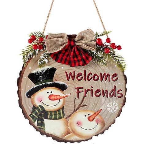Plaque de porte décorative en bois, motif Noël, pendentif-30X30X2CM