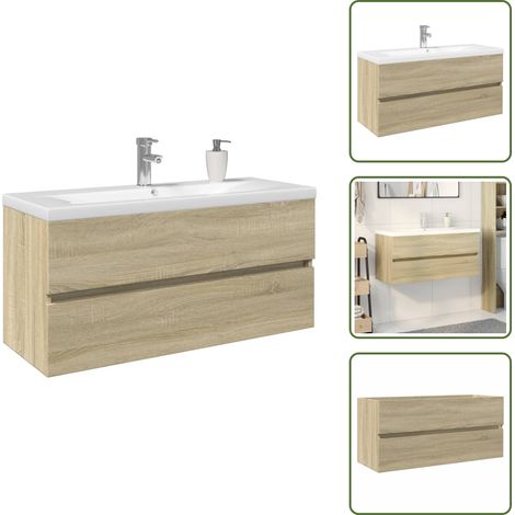 Lavabo cerámico - vidaXL Set de muebles de baño 2 pzas cerámica y madera de ingeniería - Madera de ingeniería