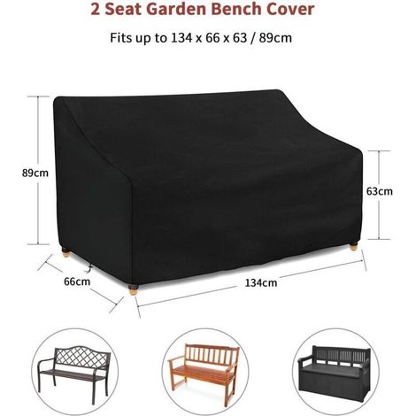 Housse Banc de Jardin 2 Places 134x66x63/89cm Imperméable. Housse Canape de jardin Exterieur. housse salon jardin Tissu Oxford. Coupe-Vent. Anti-UV. avec Boucle. Noir (1/5)