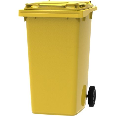 ESE France Conteneur Poubelle à déchets 2 roues - 240L - Robuste et Économique - 100% Recyclé - Jaune - Fabriqué en France (1/5)