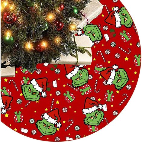 Tapis de sapin de Noël festif de 91 cm (36 pouces) avec des personnages ludiques et des motifs de Noël, tapis décoratif pour la décoration de Noël intérieure et extérieure (1/5)