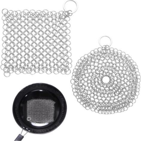 Cast Iron and Stainless Steel Cleaner - 2-Pack - Durable, Flexible, and Easy to Use