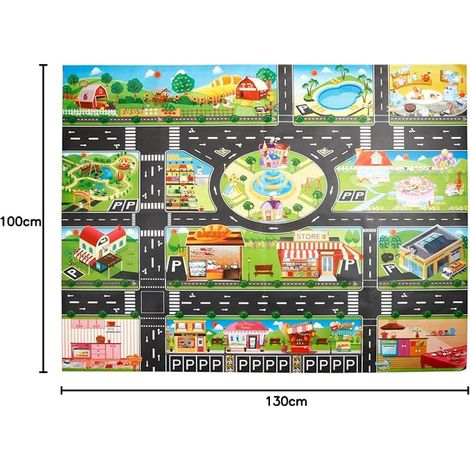 Tapis d'enfant PVC - Jeu et de Vie Urbaine avec Zones d'Études, 39.3 X 51.1 in / 100x130cm (1/3)