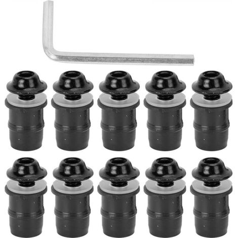 10PCS Motorcycle M5x16mm/0.6in Universal Windshield Screw Kit with Wrench Black (1/5)