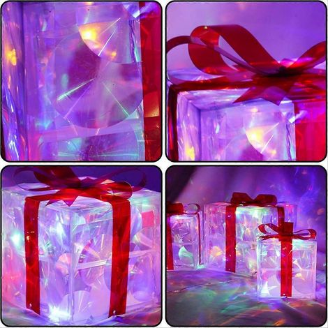 Boîte Cadeau Lumineuse de Noël LED, Décorations de Boîte de Noël, Ornement Scintillant pour Sapin et Maison, Coffret Éclairé de Fêtes, Idée Cadeau Festive (1/5)