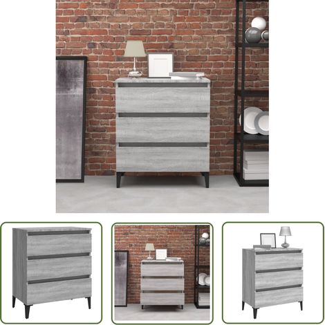 The Living Store Buffet Sonoma gris 60x35x69 cm Bois d'ingénierie - Buffet - Meuble De Rangement - Commode - Armoire - Salon (1/5)