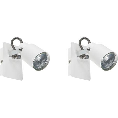 Conjunto de 2 lámparas de pared de metal blanco brazo articulado Bonte