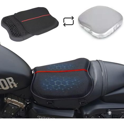 3D-Gel-Motorrad-Sitzkissen mit Wabenstruktur mit Sitzkissen, atmungsaktiver Sonnenschirmbezug, Gel-Sitzkissen für lange Fahrten, wasserdicht und