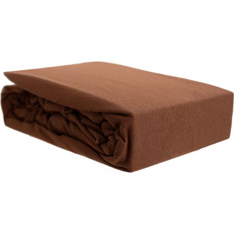 Jersey Spannbettlaken, 100% Baumwolle, 90-100x200 cm + 25 cm Rundumgummizug Braun