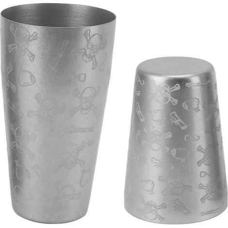 Boston Cocktail-Shaker-Set aus Edelstahl zum Mixen von Drinks für die Hausbar, Totenkopfmuster, ohne Boden (1/5)
