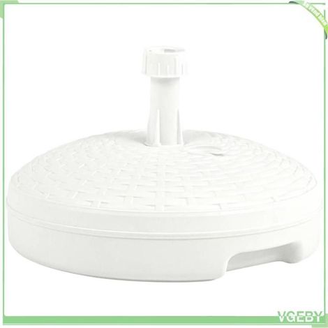 Socle de parasol - FAFEICY - Motif rotin - 20 L - Blanc - Pour mât 19-33 mm (1/5)