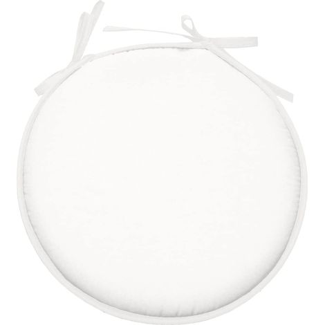 - Galette de Chaise - Taille ø: 40 cm - 100% Polyester - Couleur Blanc - Modèle Nelson - Qualité Exceptionnelle - Confortable et Élégant - Facile d'entretien (1/4)