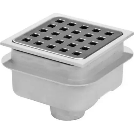 Piletta scarico in abs con griglia in acciaio inox 304 a corpo basso 105x105 mm usc.verticale ø40 GEBO (1/2)
