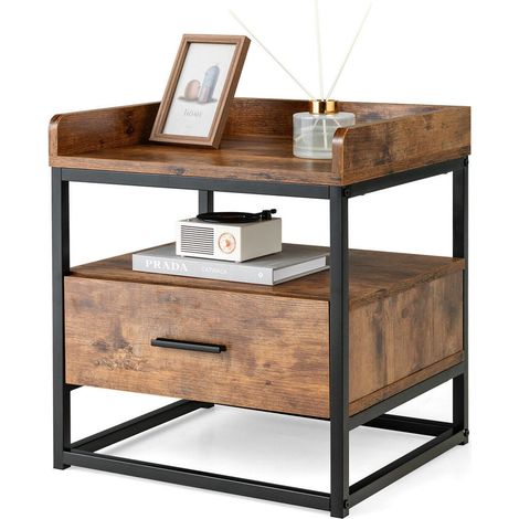 Optimiser le Rangement Table d'Appoint Bout de Canapé avec Tiroir et Rebords de Protection (1/5)