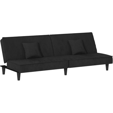 Divano letto 200 x 89 x 70 cm velluto nero 020019833