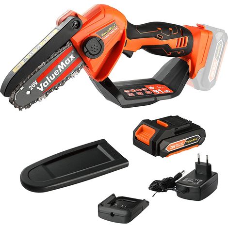 Tronçonneuse à batterie 20V avec 2 batteries 2.0Ah – Capacité de coupe 110mm – Moteur Brushless – Poids léger 1,37kg pour coupes précises