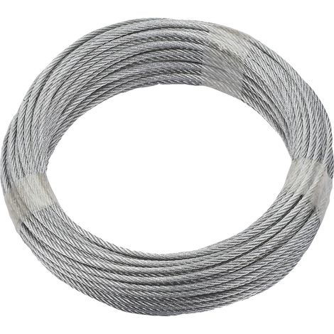 Rimuovere cavo in acciaio zincato, diametro 3 mm, Lunghezza 10 m, 6 X 7 scomparti per carte di credito, 190389