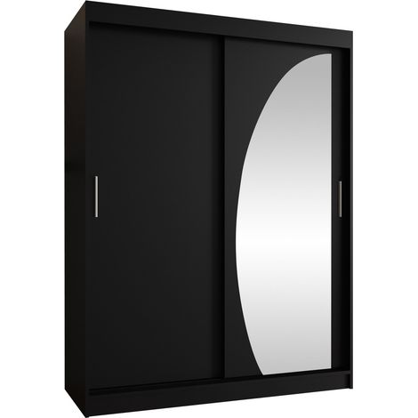 Armario Hartford 503, Negro, 200x150x62cm, Puertas de armario: Correderas, Número de estantes: 0