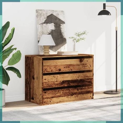 852859 Commode d'angle vieux bois 80x41x58 cm bois d'ingénierie (1/5)