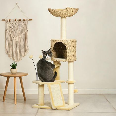 Arbre à chat beige en bois 45 x 40 x 116 cm (1/5)