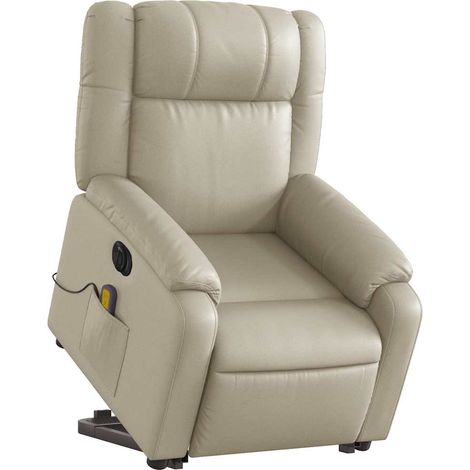Massagesessel mit Aufstehhilfe Elektrisch Creme Kunstleder vidaXL (1/5)
