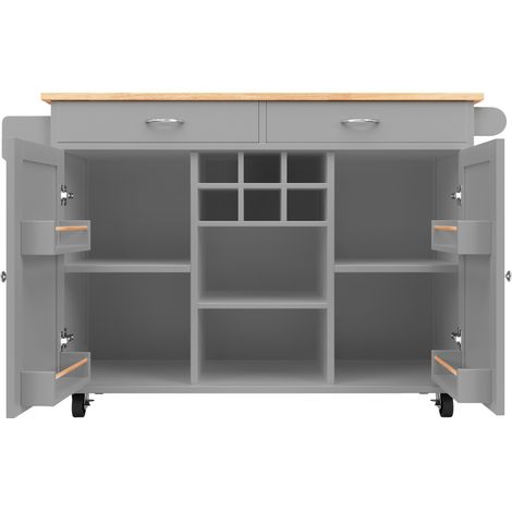Îlot de cuisine multifonctionnel gris 102×45×92 cm avec rangement et roulettes (1/5)