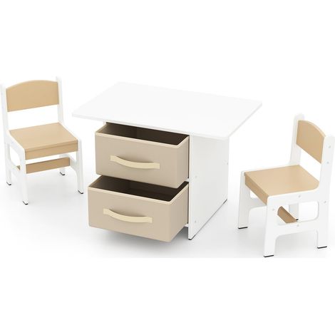 Set da tavolo per bambini con 2 sedie cestini portaoggetti legno