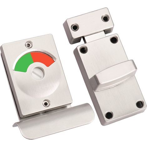 Toilet door lock with spare parts, red/green indicator lock, stainless steel, door lock (1/5)