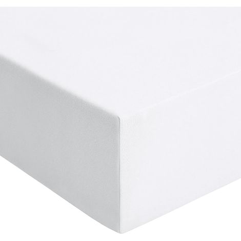 Drap Housse 180x200cm Blanc - Drap Housse 180x200cm Bonnet 30cm Matelas en Microfibre 2 Personnes, Très Doux et Respirant avec Élastique Tout Autour (1/5)