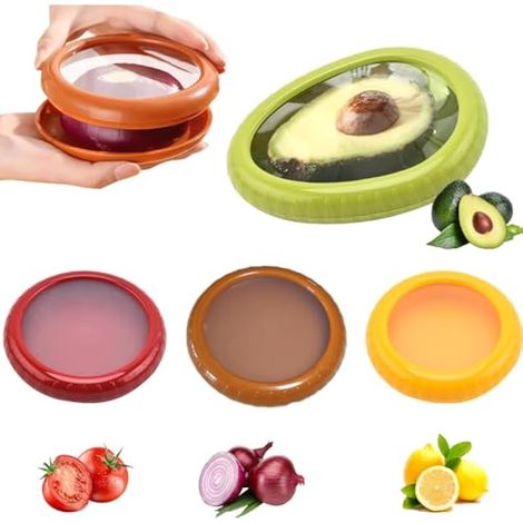 Boîte de conservation pour avocats (4 pièces), boîte de rangement en silicone pour fruits et légumes, ABS (1/5)