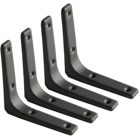 4pcs Équerre Étagère Murale, Équerre Métal Mat Noir, Support Étagère Métal pour Déco Cusine, Équerre Charge Lourde, 100mm100mm-Étagère murale (1/5)
