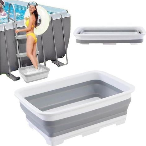 Pediluve Piscine, Bassine Pied, Bassine Pour Bain De Pieds Pliable AntidéRapant, Accessoires Pour Piscine, 37x27x11.8cm, Pour éChelles Piscines, Rincez Vos Pieds, Garde La Piscine Propre. (Blanc) (1/5)